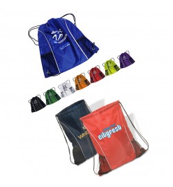 Dual Pockets Drawstring Backpack W/ Reflective Piping